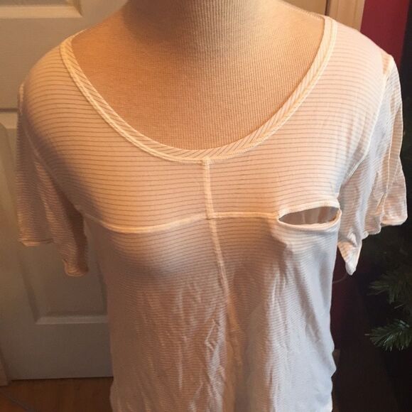 Lululemon white with grey pinstripes top sz 10 - Picture 2 of 6